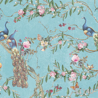 Paradise Peacocks light gray sea