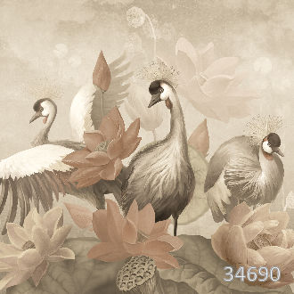 Венценосные аисты и цветы